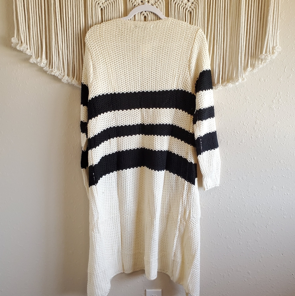 NEW SIMPLEE Knit Striped Open Duster Cardigan S - Picture 5 of 8